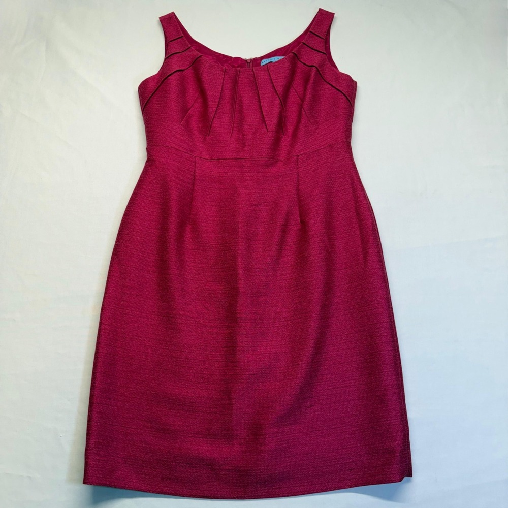 Antonio Melani Fuchsia Shantung Sheath Dress Sleeveless Cocktail Midi 10